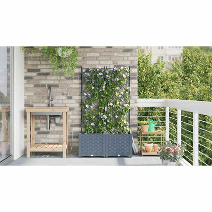 Trädgårdsspaljé Odlingslåda PP Grå 2 pcs Ljusgrå 80 x 40 x 142 cm