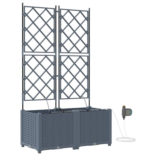 Trädgårdsspaljé Odlingslåda PP Grå 2 pcs Ljusgrå 80 x 40 x 142 cm