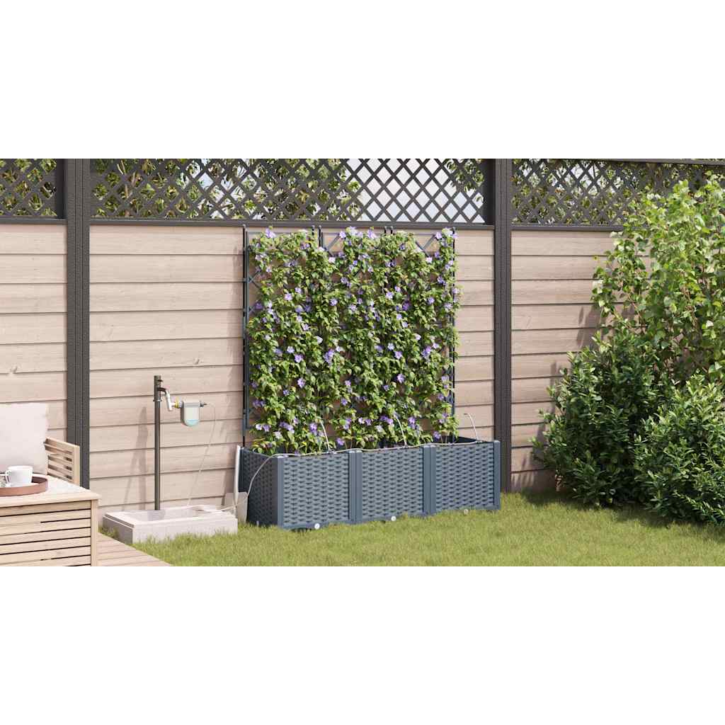 Trädgårdsspaljé Odlingslåda PP Grå 3 pcs 120 x 40 x 142 cm