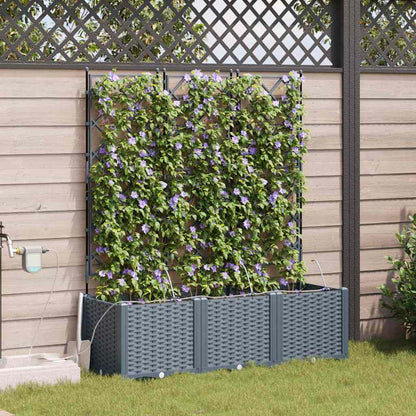 Trädgårdsspaljé Odlingslåda PP Grå 3 pcs 120 x 40 x 142 cm
