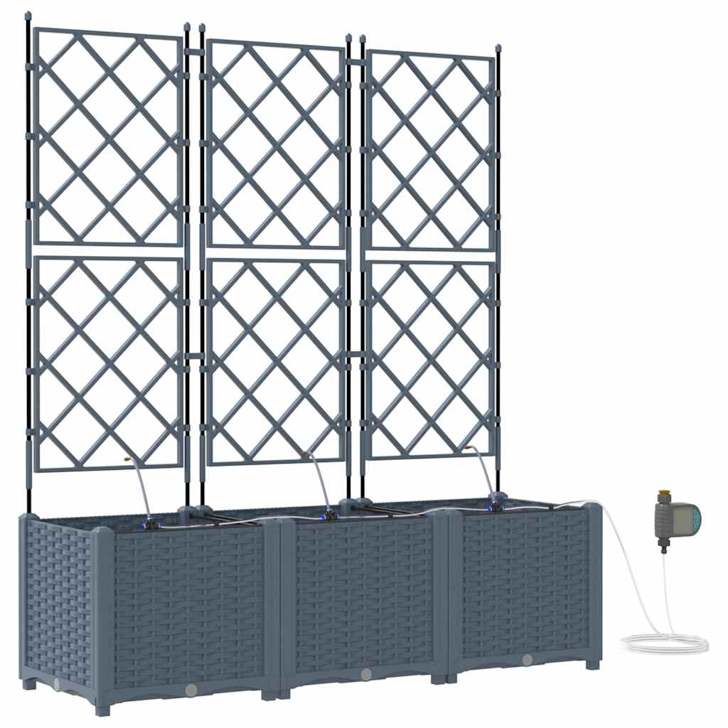 Trädgårdsspaljé Odlingslåda PP Grå 3 pcs 120 x 40 x 142 cm