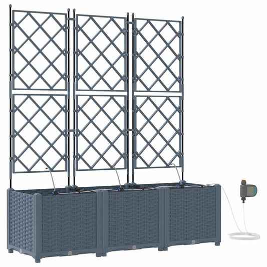Trädgårdsspaljé Odlingslåda PP Grå 3 pcs 120 x 40 x 142 cm