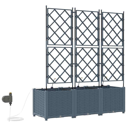 Trädgårdsspaljé Odlingslåda PP Grå 3 pcs 120 x 40 x 142 cm