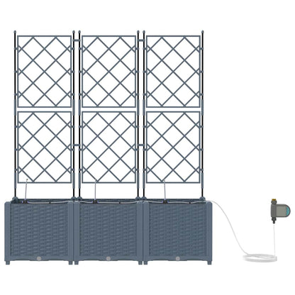 Trädgårdsspaljé Odlingslåda PP Grå 3 pcs 120 x 40 x 142 cm