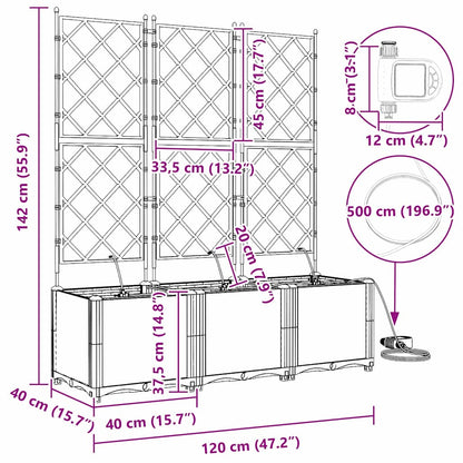 Trädgårdsspaljé Odlingslåda PP Grå 3 pcs 120 x 40 x 142 cm