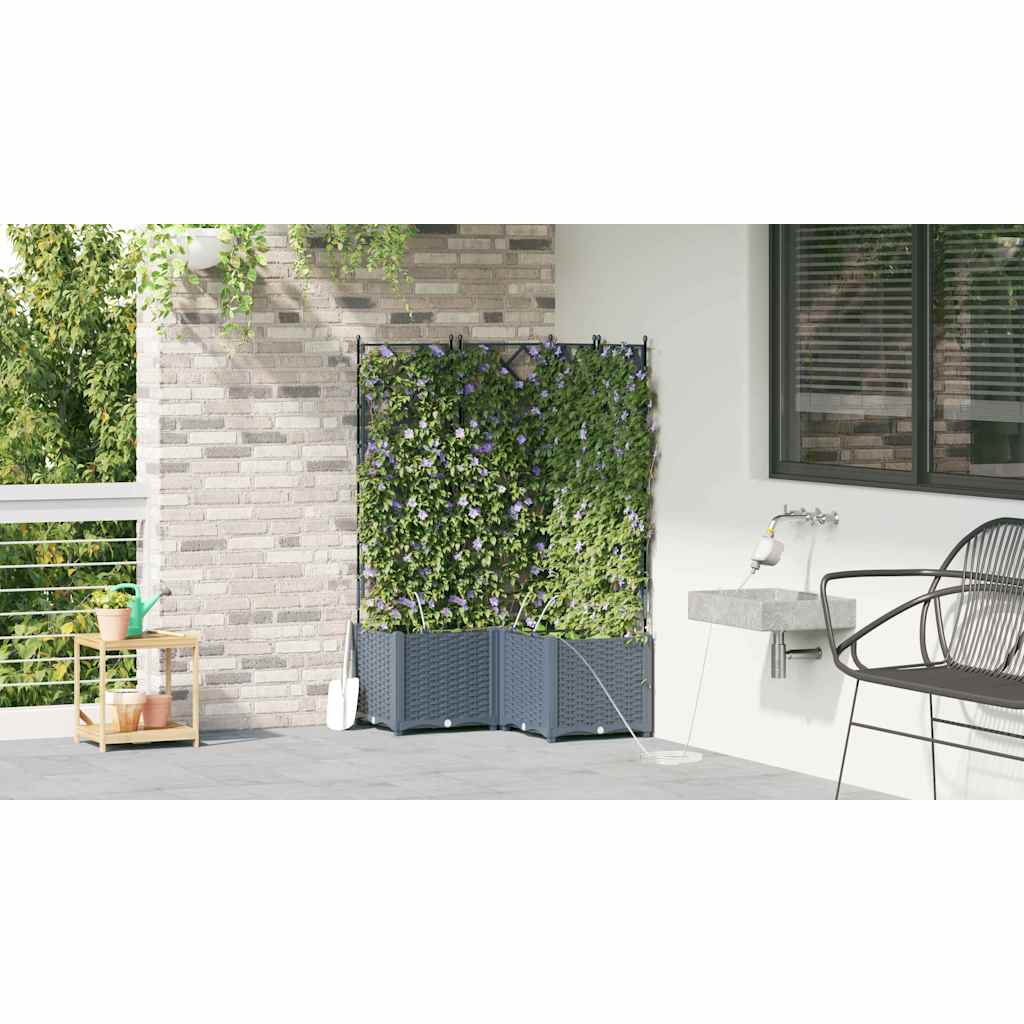 Trädgårdsspaljé Odlingslåda PP Grå 3 pcs 80 x 80 x 142 cm