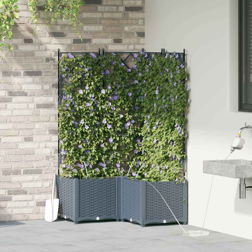 Trädgårdsspaljé Odlingslåda PP Grå 3 pcs 80 x 80 x 142 cm