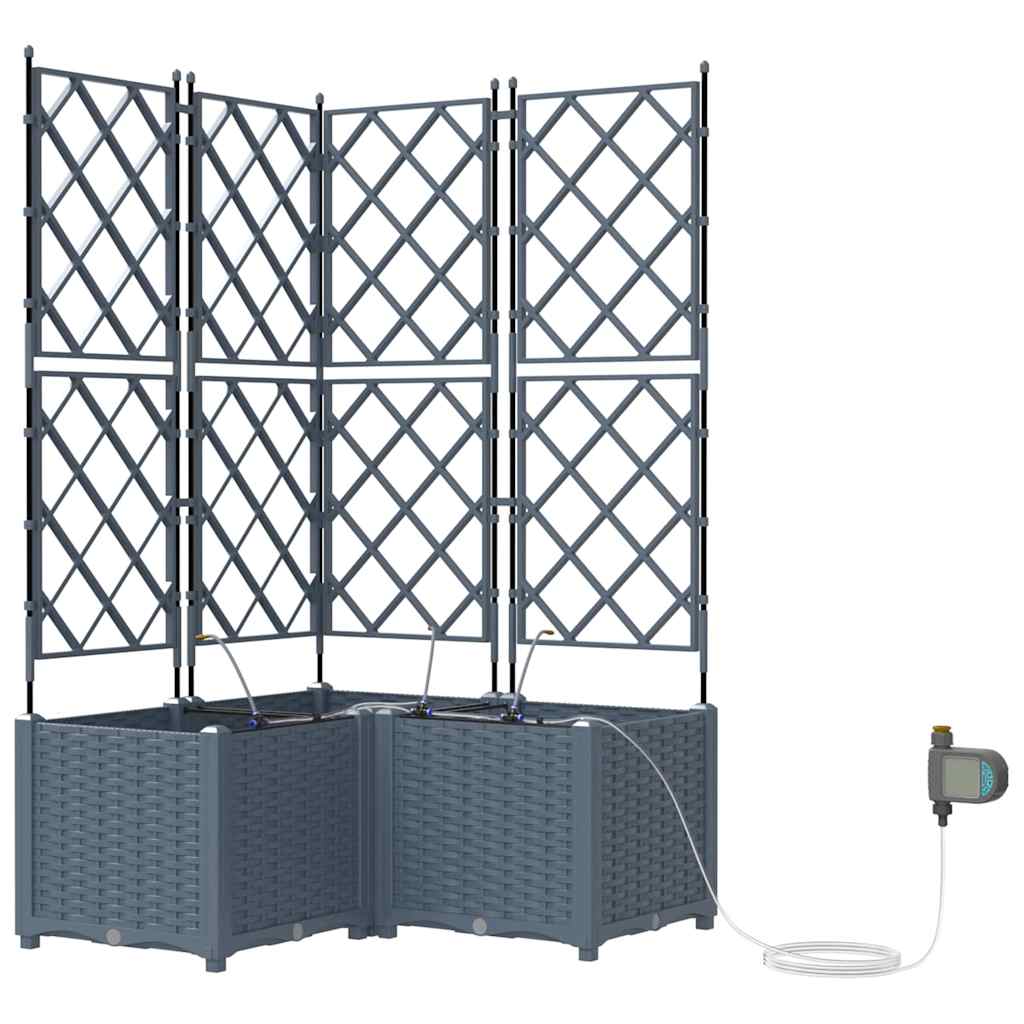 Trädgårdsspaljé Odlingslåda PP Grå 3 pcs 80 x 80 x 142 cm