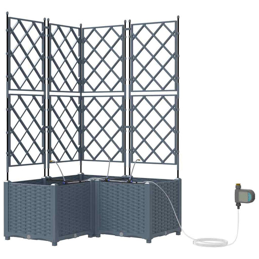 Trädgårdsspaljé Odlingslåda PP Grå 3 pcs 80 x 80 x 142 cm