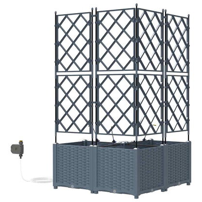 Trädgårdsspaljé Odlingslåda PP Grå 3 pcs 80 x 80 x 142 cm