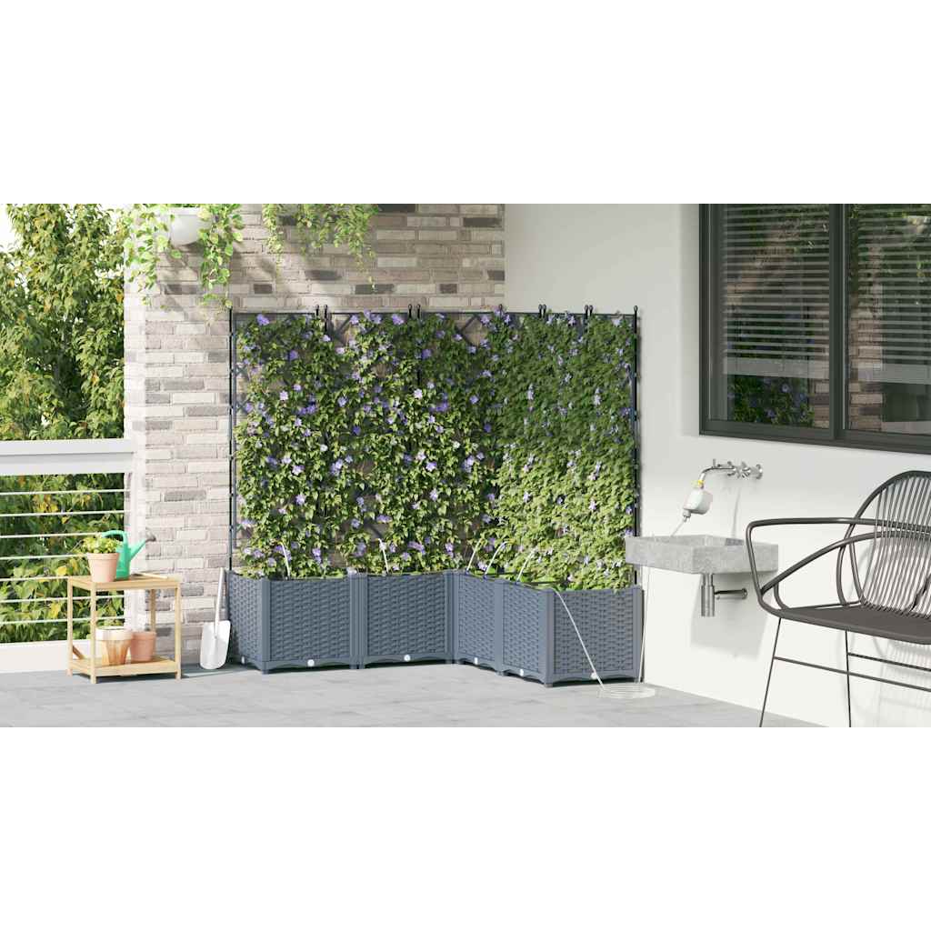 Trädgårdsspaljé Odlingslåda PP Grå 5 pcs Ljusgrå 120 x 120 x 142 cm