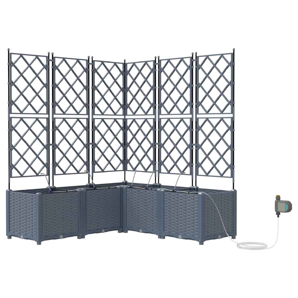 Trädgårdsspaljé Odlingslåda PP Grå 5 pcs Ljusgrå 120 x 120 x 142 cm