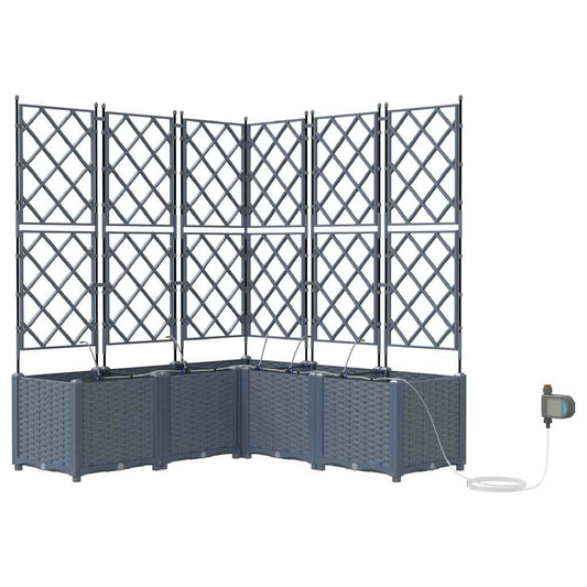 Trädgårdsspaljé Odlingslåda PP Grå 5 pcs Ljusgrå 120 x 120 x 142 cm
