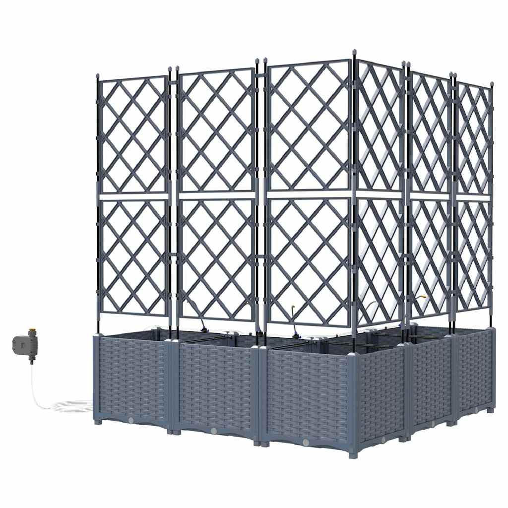 Trädgårdsspaljé Odlingslåda PP Grå 5 pcs Ljusgrå 120 x 120 x 142 cm