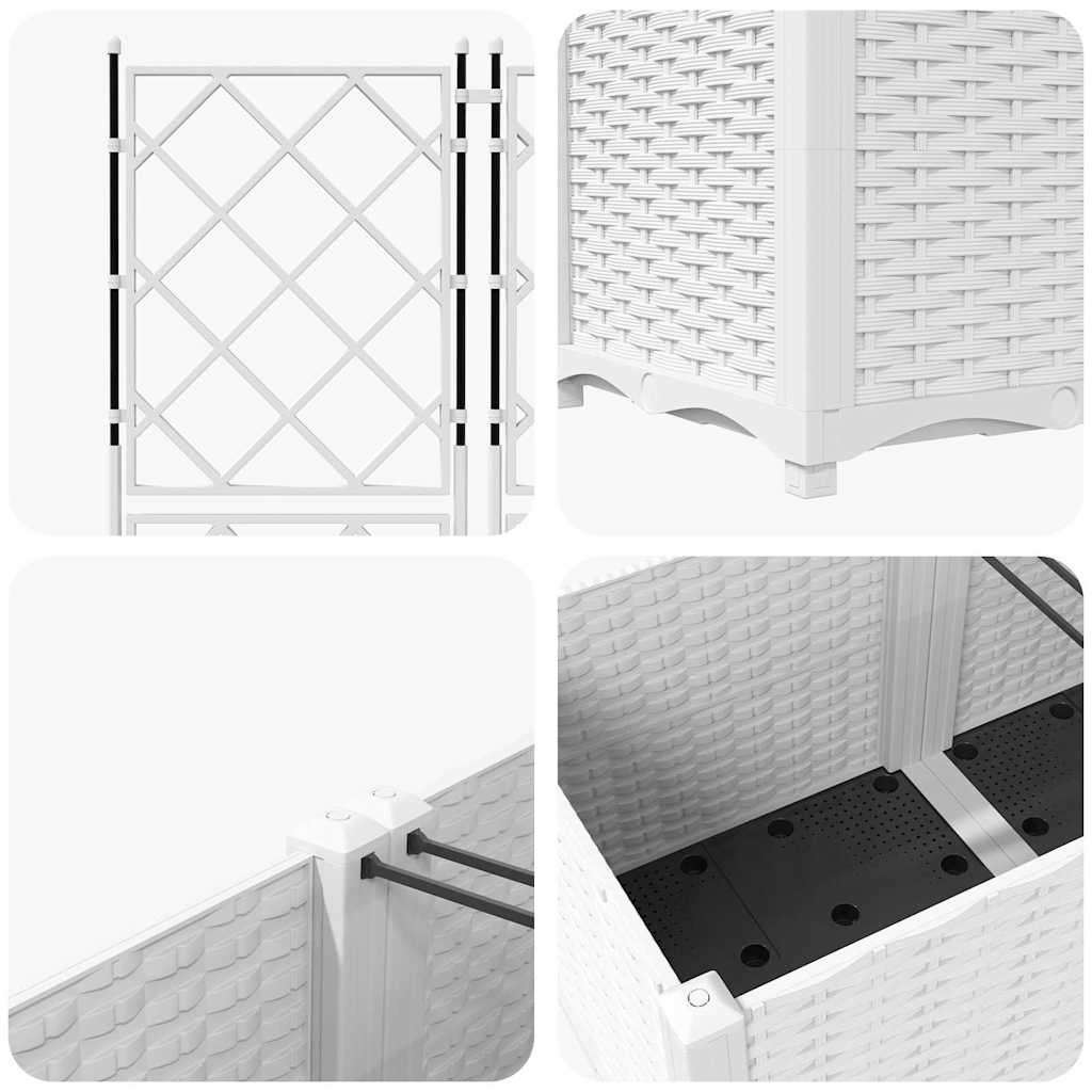 Trädgårdsspaljé Odlingslåda PP Vit 3 pcs 120 x 40 x 143 cm