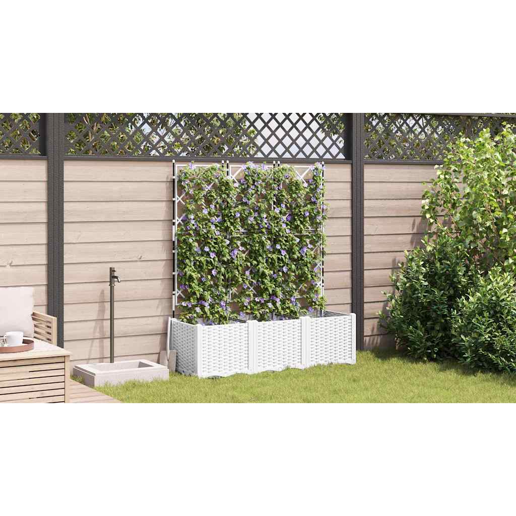 Trädgårdsspaljé Odlingslåda PP Vit 3 pcs 120 x 40 x 143 cm