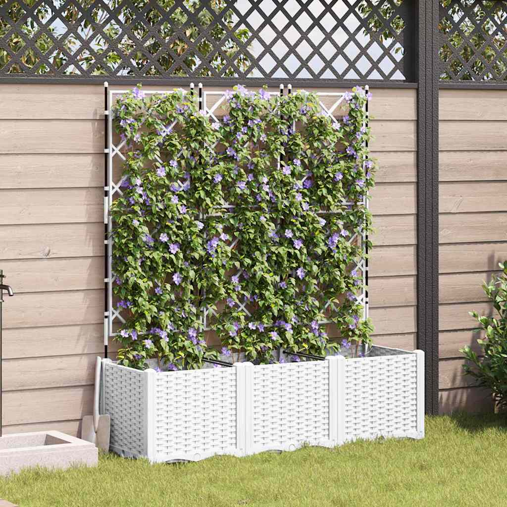 Trädgårdsspaljé Odlingslåda PP Vit 3 pcs 120 x 40 x 143 cm