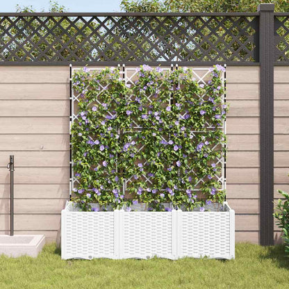 Trädgårdsspaljé Odlingslåda PP Vit 3 pcs 120 x 40 x 143 cm