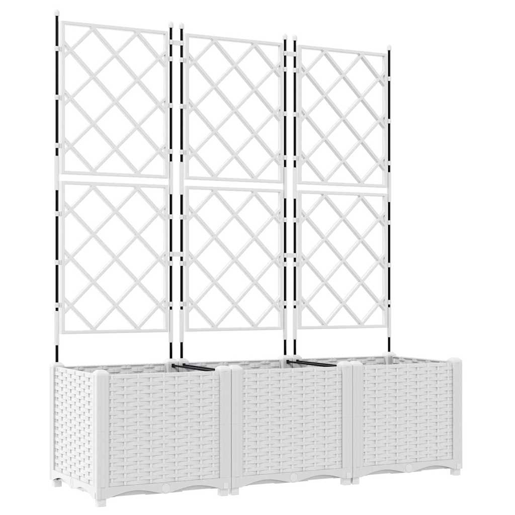 Trädgårdsspaljé Odlingslåda PP Vit 3 pcs 120 x 40 x 143 cm