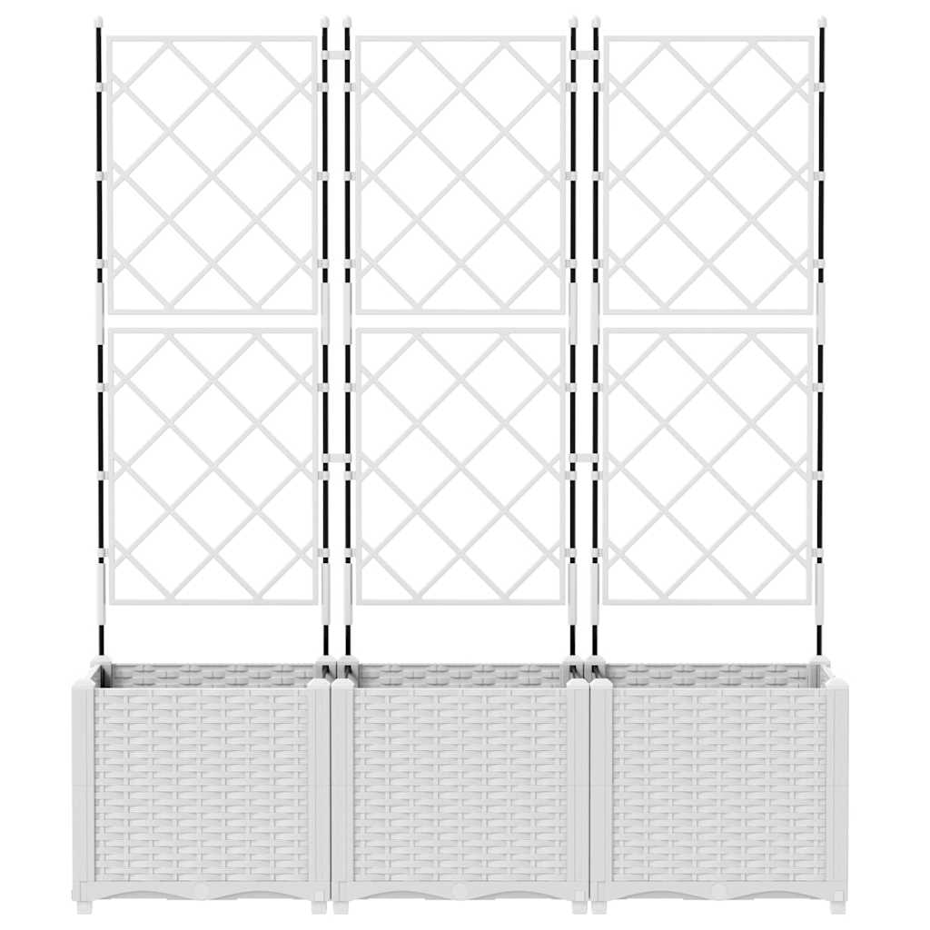 Trädgårdsspaljé Odlingslåda PP Vit 3 pcs 120 x 40 x 143 cm