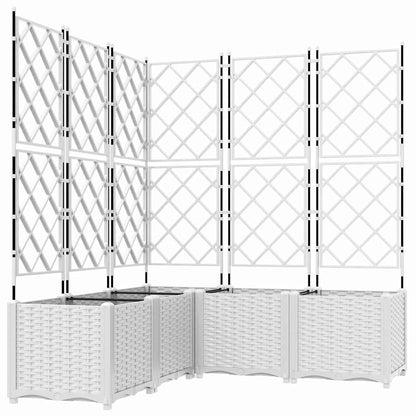 Trädgårdsspaljé Odlingslåda PP Vit 5 pcs 120 x 120 x 143 cm