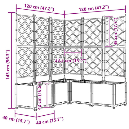 Trädgårdsspaljé Odlingslåda PP Vit 5 pcs 120 x 120 x 143 cm