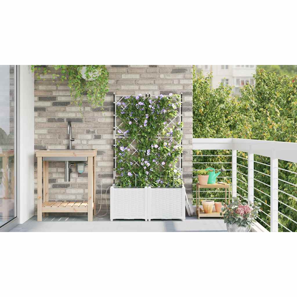 Trädgårdsspaljé Odlingslåda PP Vit 2 pcs 80 x 40 x 142 cm