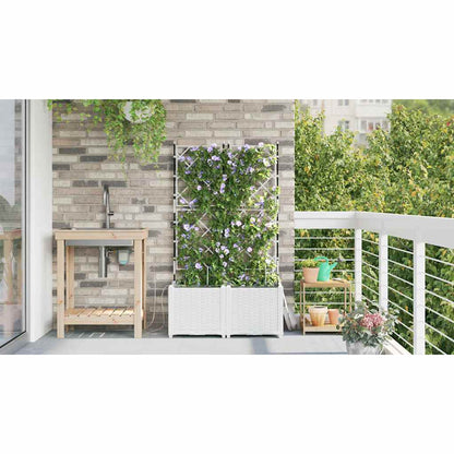 Trädgårdsspaljé Odlingslåda PP Vit 2 pcs 80 x 40 x 142 cm