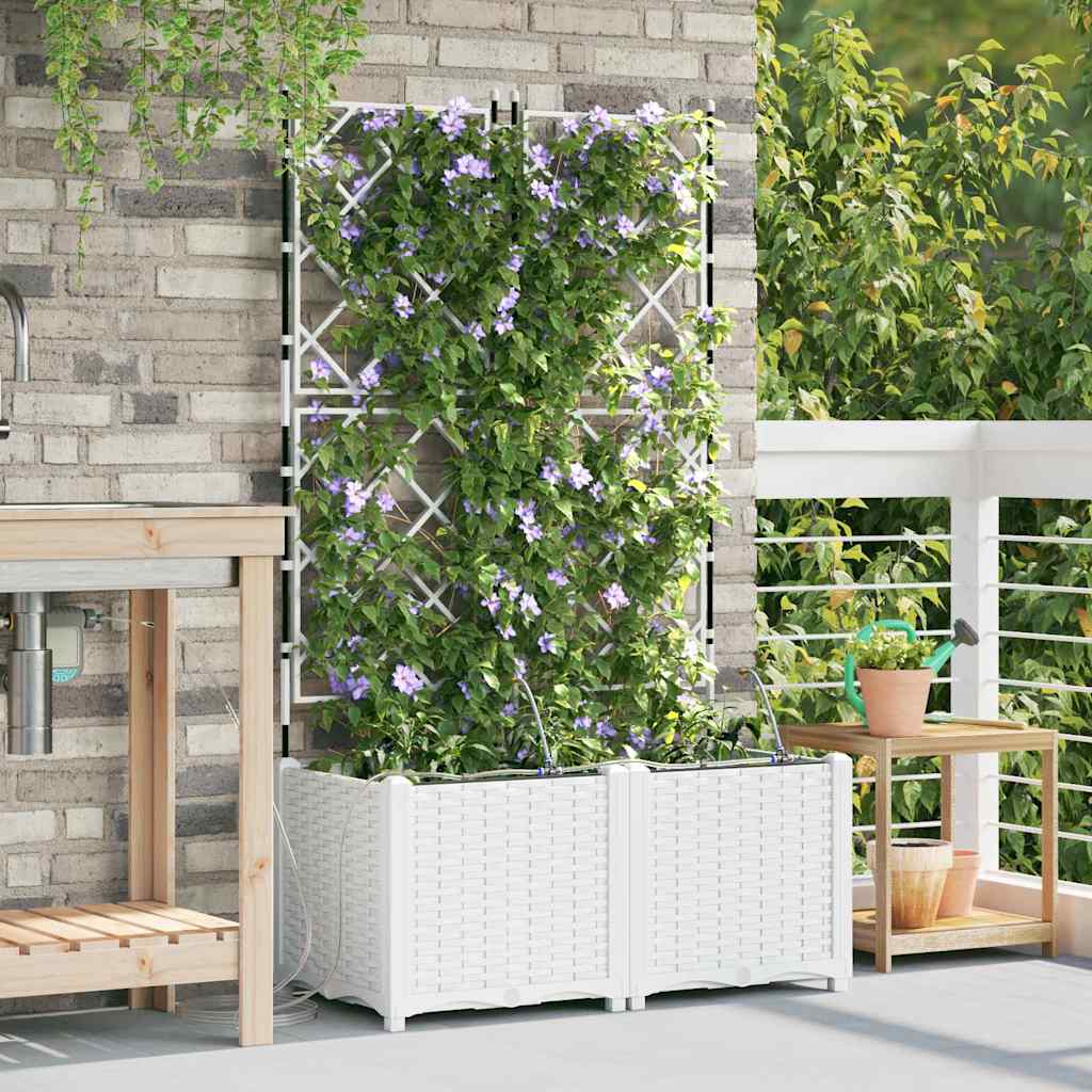 Trädgårdsspaljé Odlingslåda PP Vit 2 pcs 80 x 40 x 142 cm