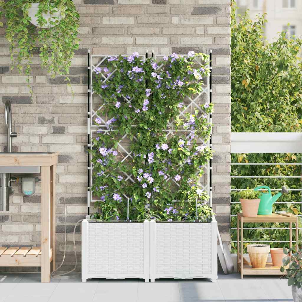 Trädgårdsspaljé Odlingslåda PP Vit 2 pcs 80 x 40 x 142 cm
