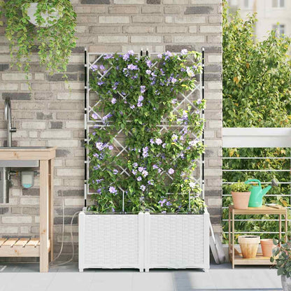 Trädgårdsspaljé Odlingslåda PP Vit 2 pcs 80 x 40 x 142 cm