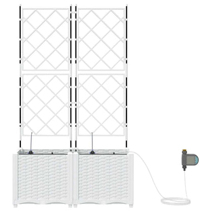 Trädgårdsspaljé Odlingslåda PP Vit 2 pcs 80 x 40 x 142 cm