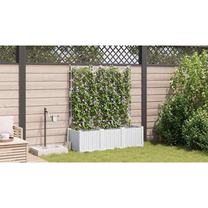 Trädgårdsspaljé Odlingslåda PP Vit 3 pcs 120 x 40 x 142 cm