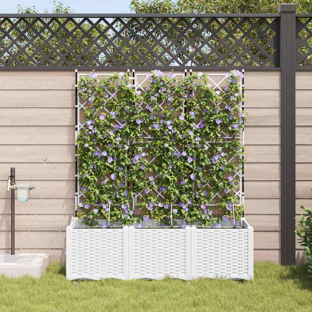 Trädgårdsspaljé Odlingslåda PP Vit 3 pcs 120 x 40 x 142 cm