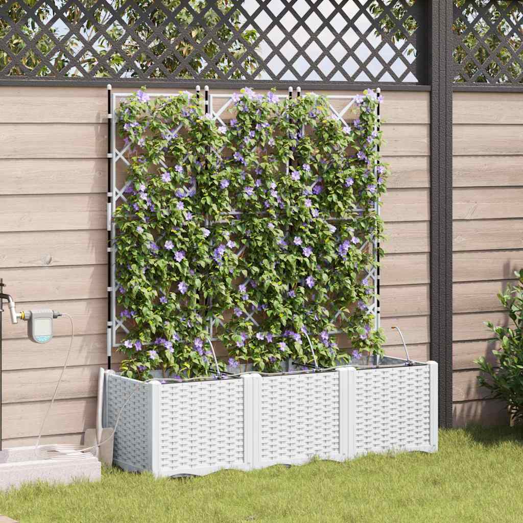Trädgårdsspaljé Odlingslåda PP Vit 3 pcs 120 x 40 x 142 cm