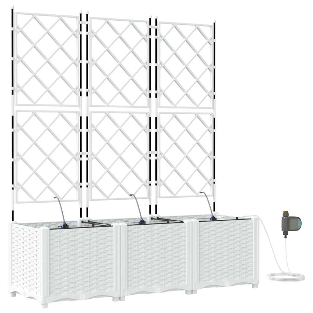 Trädgårdsspaljé Odlingslåda PP Vit 3 pcs 120 x 40 x 142 cm