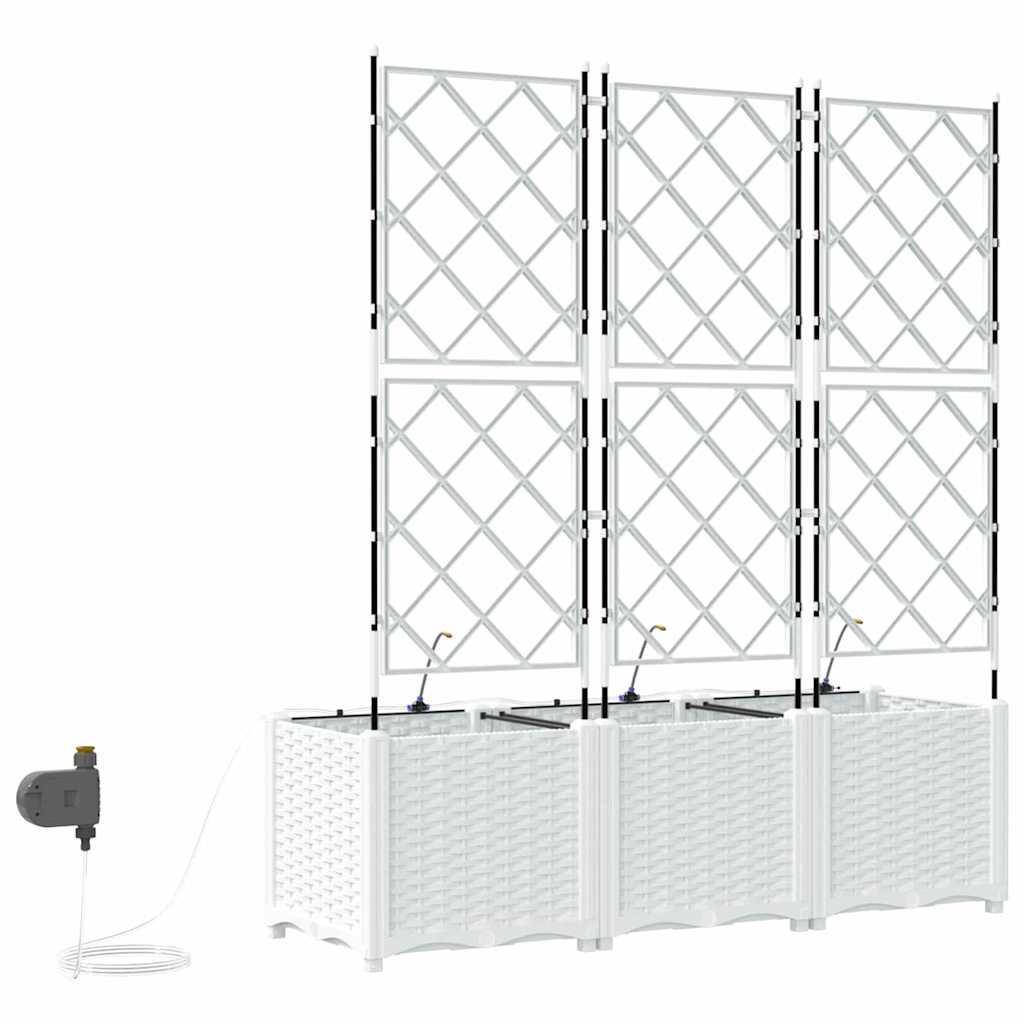 Trädgårdsspaljé Odlingslåda PP Vit 3 pcs 120 x 40 x 142 cm