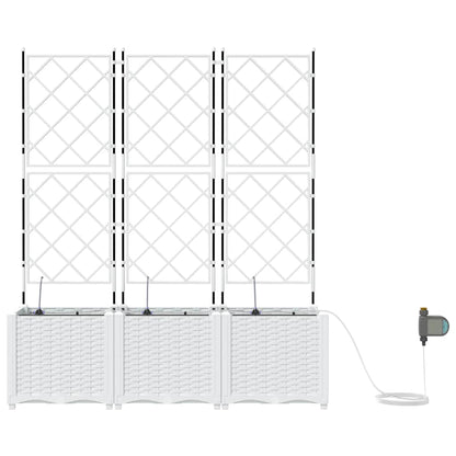 Trädgårdsspaljé Odlingslåda PP Vit 3 pcs 120 x 40 x 142 cm