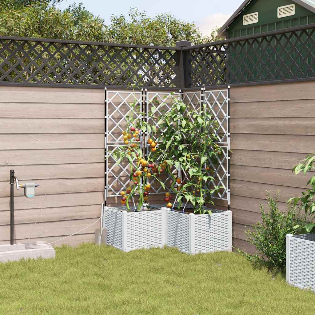 Trädgårdsspaljé Odlingslåda PP Vit 3 pcs 80 x 80 x 142 cm