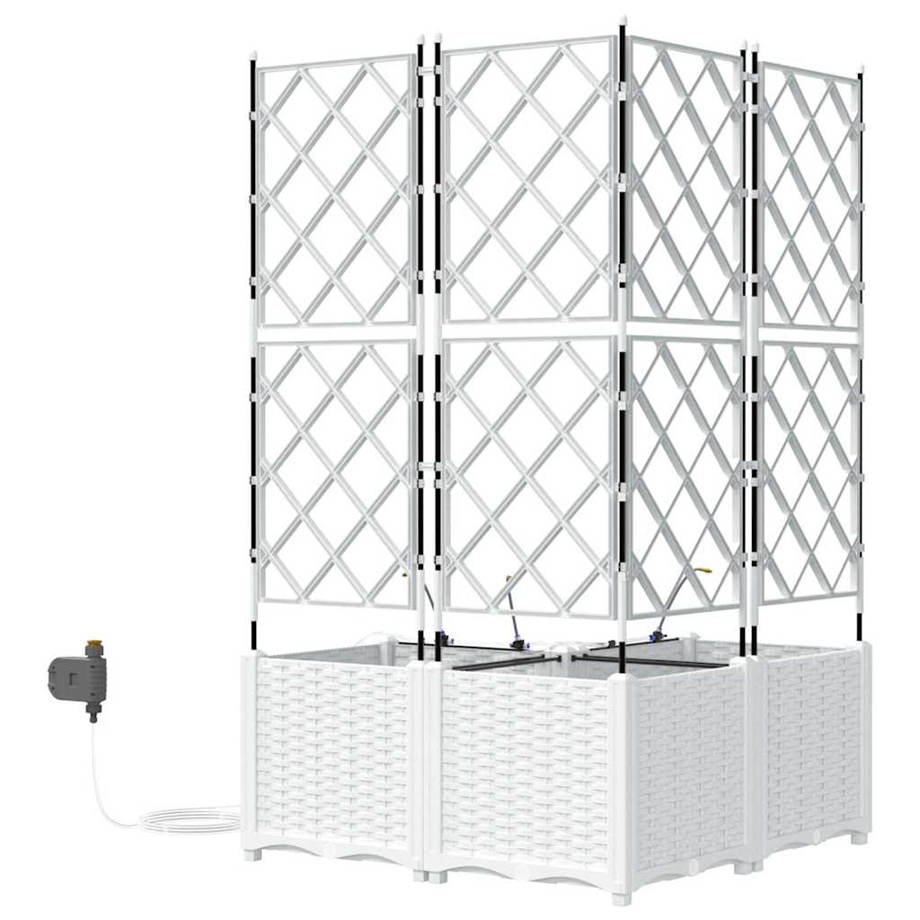 Trädgårdsspaljé Odlingslåda PP Vit 3 pcs 80 x 80 x 142 cm