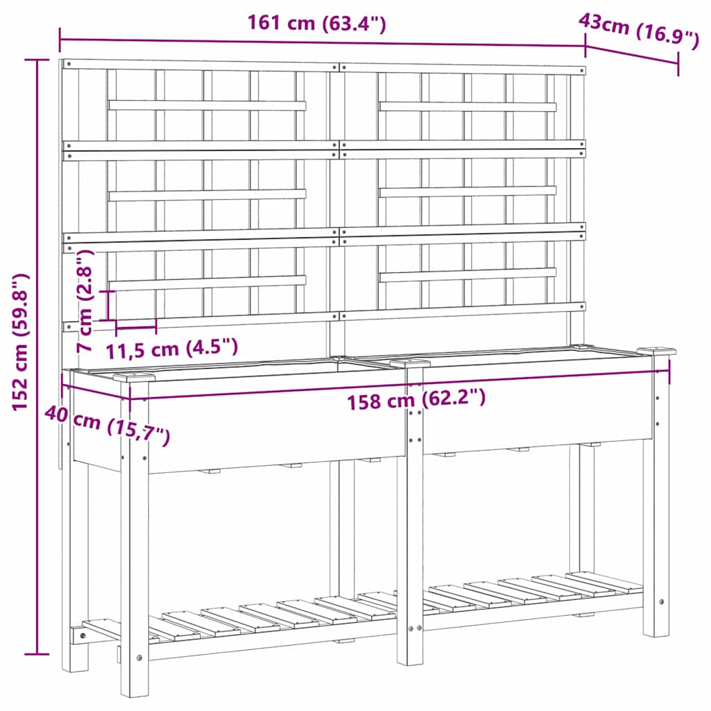 Utomhus Blomställning Växtstöd Beige 161 x 46 x 152,5 cm Massivt Furu