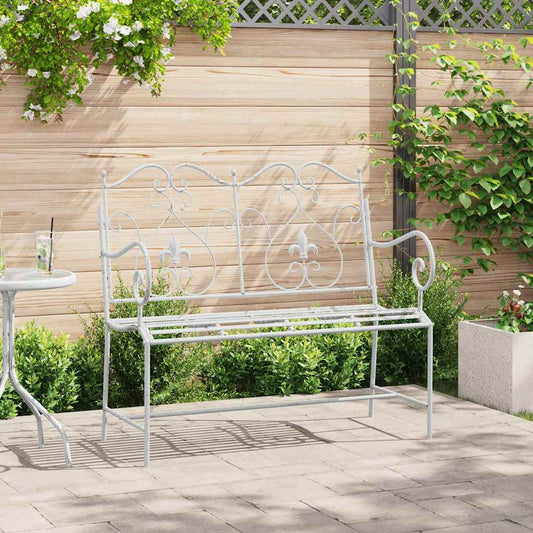Trädgårdsbänk Metall Antik Vit 104 x 54 x 93 cm Stål