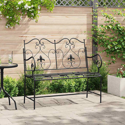 Trädgårdsbänk Metall Svart 104 x 54 x 93 cm Stål