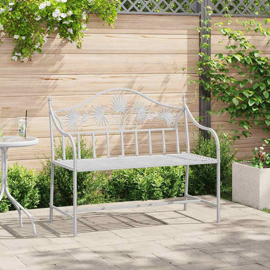 Trädgårdsbänk Metall Antik Vit 104 x 52,5 x 89 cm Stål