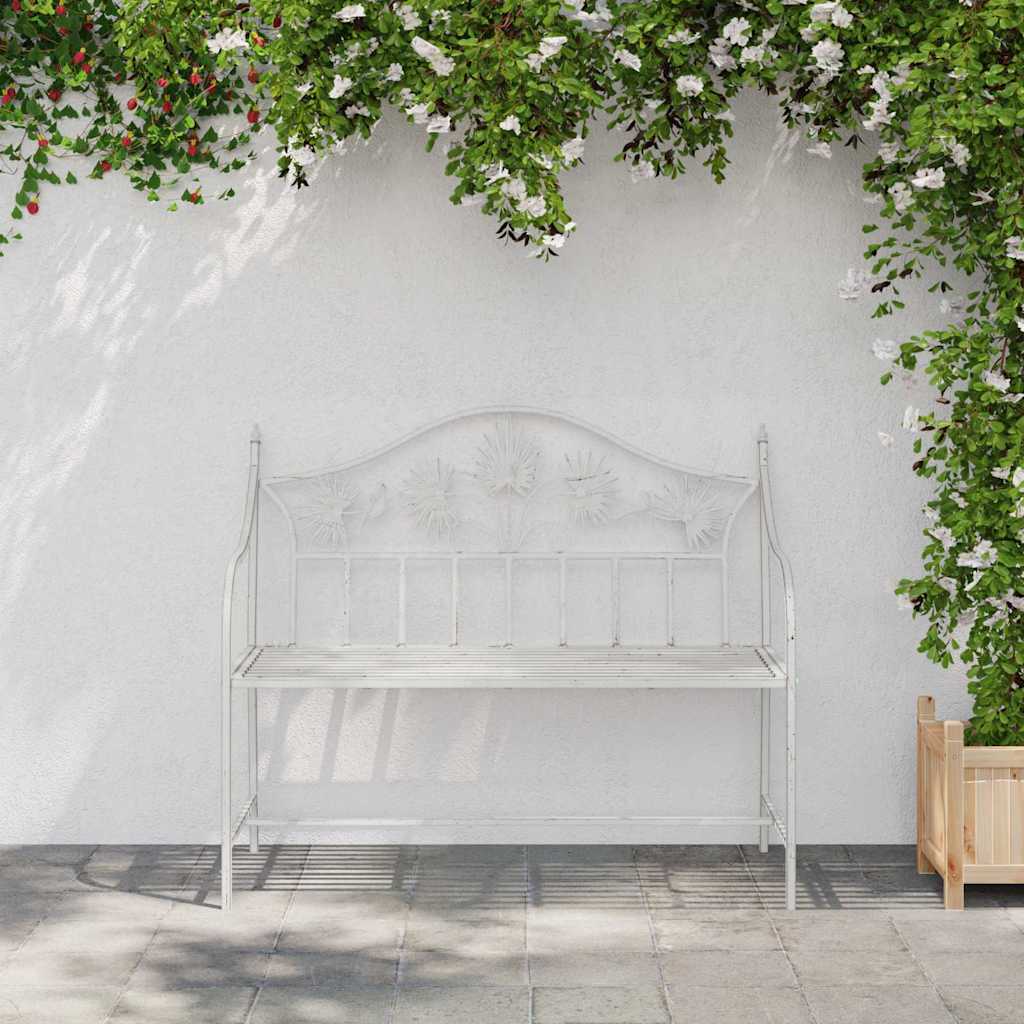Trädgårdsbänk Metall Antik Vit 104 x 52,5 x 89 cm Stål