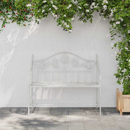 Trädgårdsbänk Metall Antik Vit 104 x 52,5 x 89 cm Stål