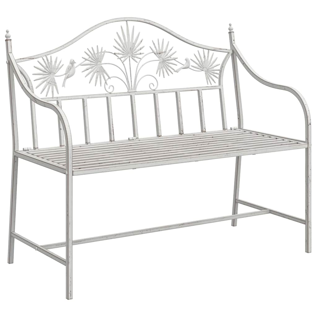 Trädgårdsbänk Metall Antik Vit 104 x 52,5 x 89 cm Stål