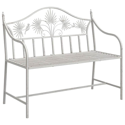 Trädgårdsbänk Metall Antik Vit 104 x 52,5 x 89 cm Stål