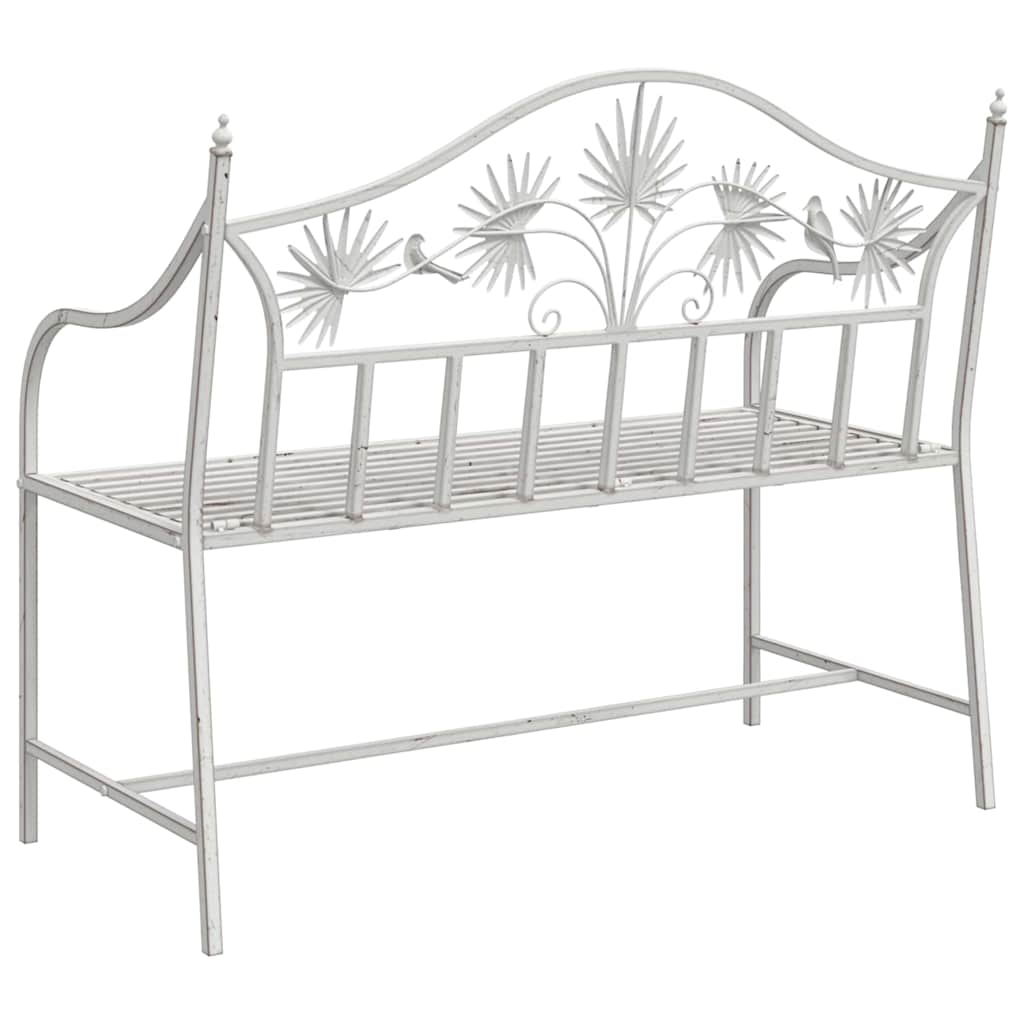Trädgårdsbänk Metall Antik Vit 104 x 52,5 x 89 cm Stål