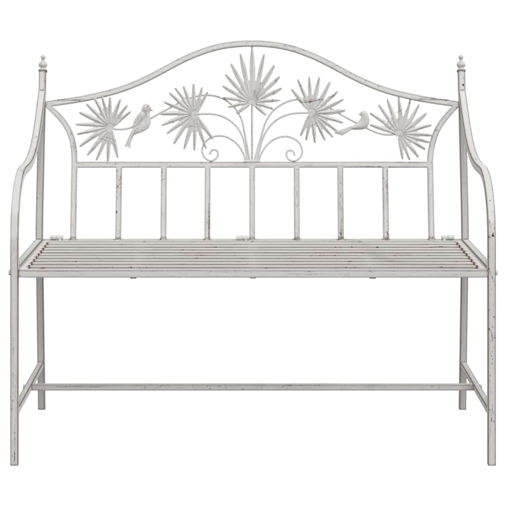 Trädgårdsbänk Metall Antik Vit 104 x 52,5 x 89 cm Stål